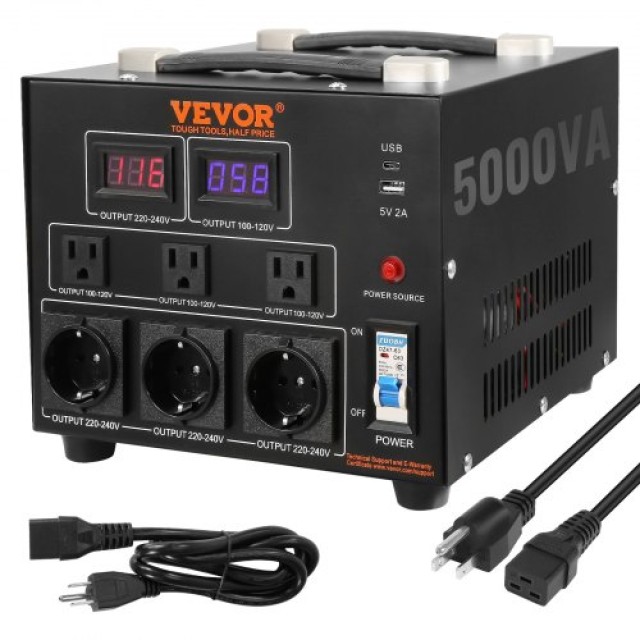 Μετασχηματιστής Τάσης VEVOR 5000W, Βαρέως Τύπου, CE Πιστοποιημένος DYZHQ110V230VQLPQV2