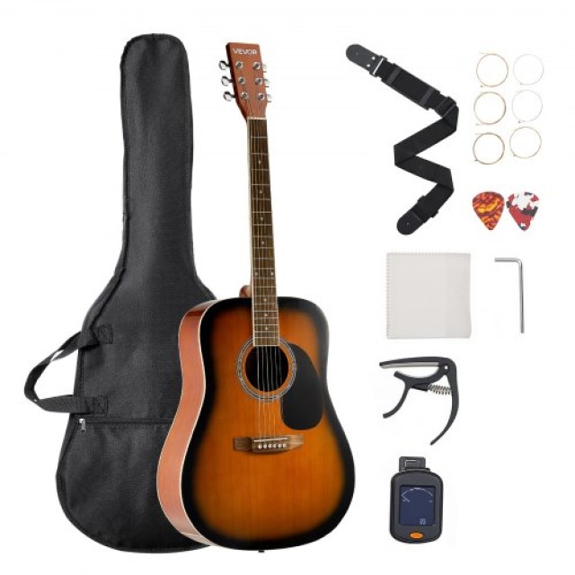 VEVOR Δέσμη Αρχαρίων Ακουστικής Κιθάρας Dreadnought 41 Sunburst με Θήκη Μεταφοράς YJMYJT41INCH15JK3001V0