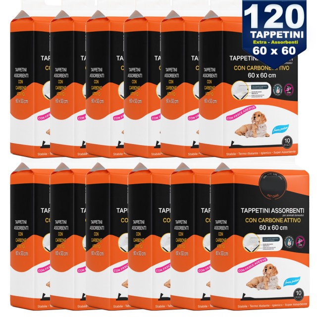 BAKAJI 120 x Υποσέντονα για Σκύλους με Αυτοκόλλητα Ενεργού Άνθρακα 60x60 cm 02842894