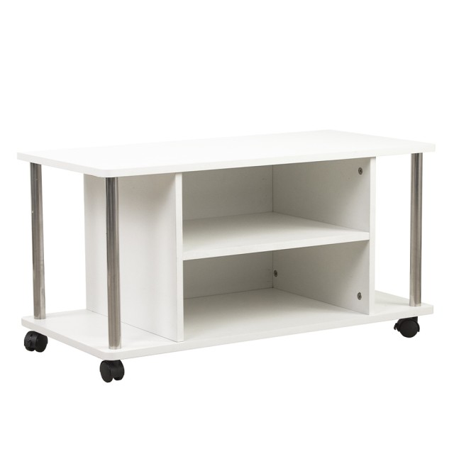 BAKAJI Λευκό Έπιπλο Τηλεόρασης με Ρόδες από MDF 02814568