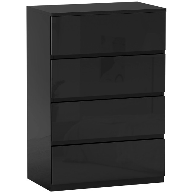 HOMCOM Συρταριέρα 4 Συρταριών Ξύλινη Μαύρη 55x33x80 εκ. 831-337V81BK