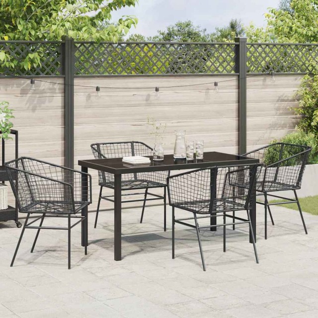 vidaXL Σέτ φαγητού για κήπο 5 pcs Μαύρο συνθετικό ρατάν 3380892