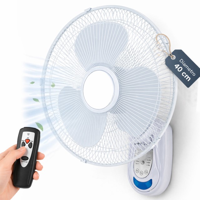 BAKAJI Λευκός Επιτοίχιος Ανεμιστήρας 40cm με Τηλεχειριστήριο – Αθόρυβη Λειτουργία 02002240