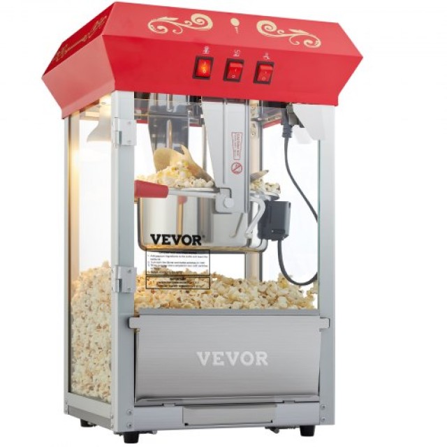 VEVOR  Μηχανή Ποπ Κορν Πάγκου 850W 8 Oz 48 Κούπες Κόκκινη TSBMHJ8OZ850WJWNRV2