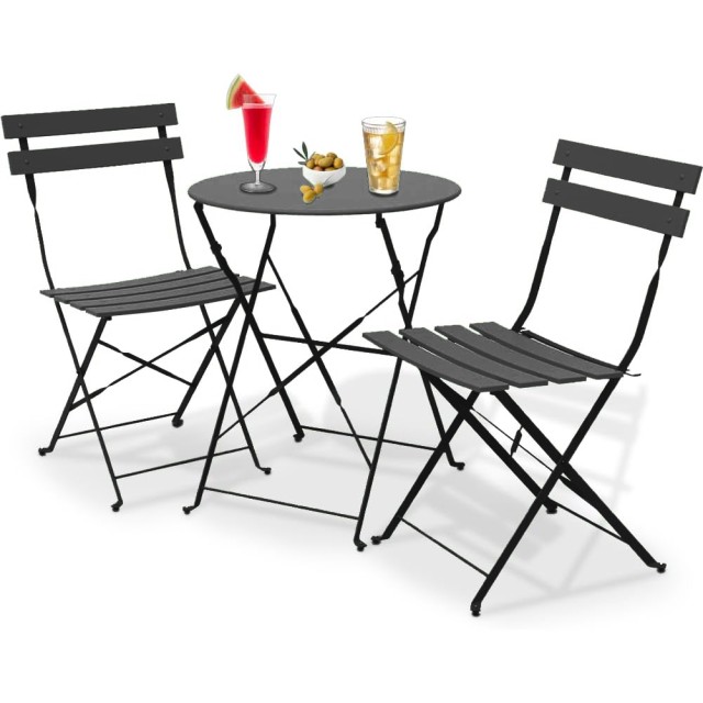 Shally Dogan Σετ Κήπου 3 Τεμαχίων: Πτυσσόμενο Τραπέζι & 2 Καρέκλες Μπυραρίας Γκρι - Σχέδιο Παρίσι 02842487