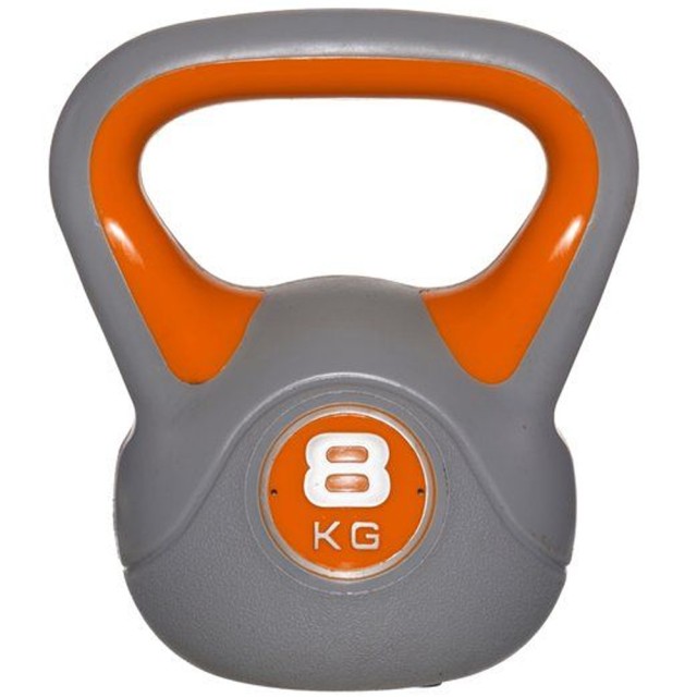 BAKAJI  Άσκηση Φυσικής Κατάστασης με Βαράκι Kettlebell από Χυτοσίδηρο και Τσιμέντο 8 κιλών με Άνετη Λαβή  02840848