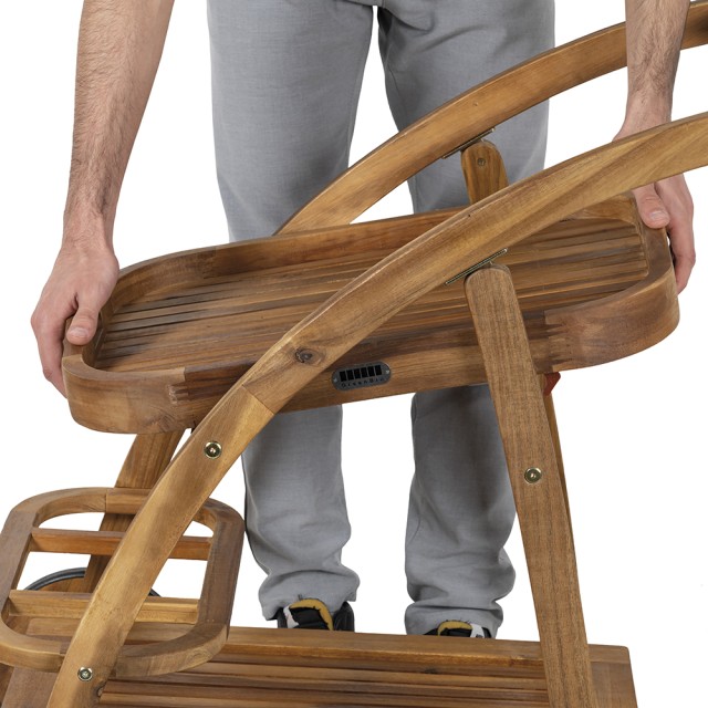 Galileo Καρότσι σερβιρίσματος δύο επιπέδων με ρόδες από ξύλο ακακίας Bali Est 2192661