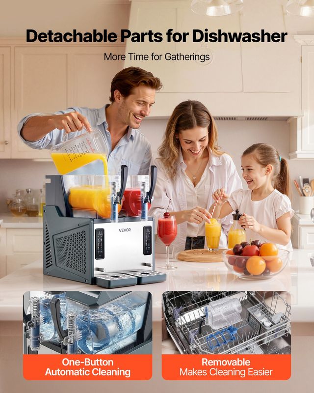 VEVOR Διπλή Συσκευή Γρανίτας 4L Χωρίς Πάγο με Αυτόματο Καθαρισμό CGXXRJ25X24LT0XJF001V2