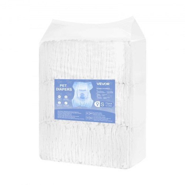VEVOR Σερβιέτες Μίας Χρήσης για Θηλυκά Κουτάβια - Υπεραπορροφητικές, Μικρό Μέγεθος, 144 Τεμάχια CWNBZNKMG1448BU4R001V0