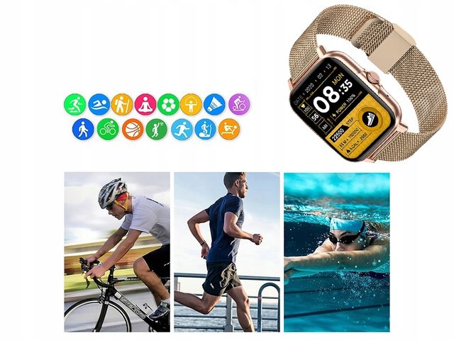 Verk Group Smartwatch με Λουράκι Σιλικόνης, Bluetooth Κλήσεις, Αθλητικό, Χρυσό 5907451378137