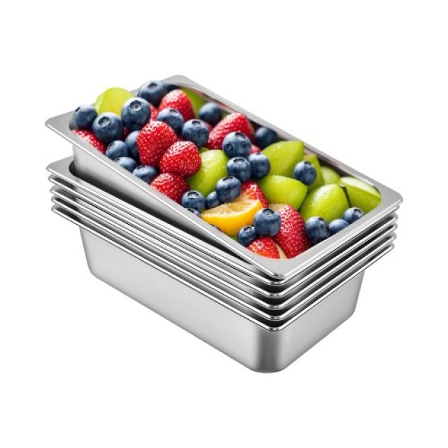 VEVOR  Σετ 6 Βαθιών Ταψιών Ατμού 53x32.5x15cm Ανοξείδωτα για Φούρνο και Μπουφέ CP20X12X6TZ600001V0