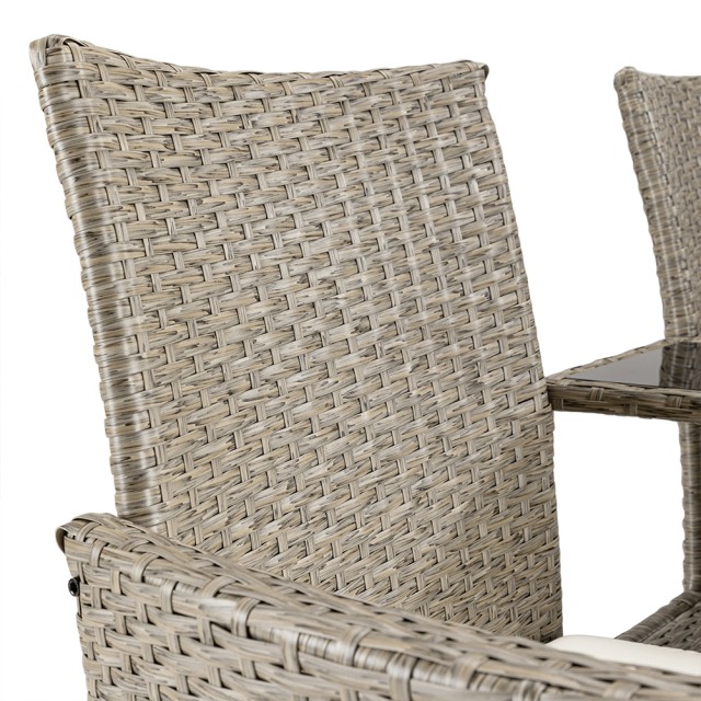 BAKAJI  Καναπές Πάγκος Κήπου Κρέμα από Πολυρατάν Παγκάκι Καναπεδάκι με Γυάλινο Ράφι  02841521