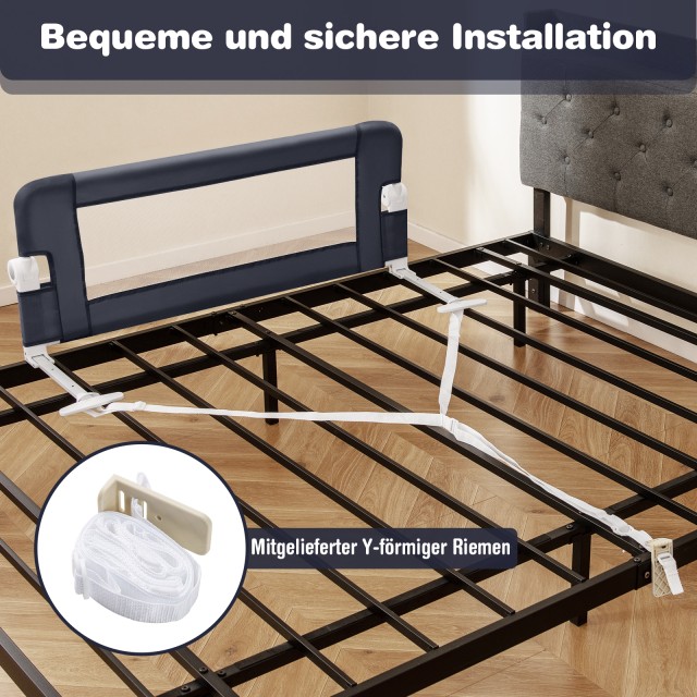 Costway  Παιδικό Προστατευτικό Κάγκελο Κρεβατιού με Απαλό Αφρό & Ζώνη - 105x40x42εκ - Σκούρο Γκρι BS10043GR