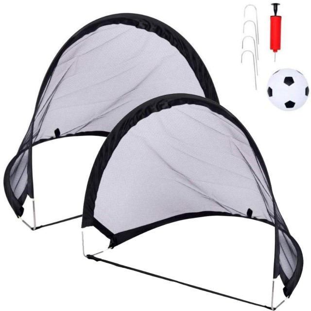 BAKAJI Σετ 2 Πτυσσόμενα Ποδοσφαιρικά Δίχτυα Pop-Up για Παιδιά 60x40x40cm Κήπος 02828152