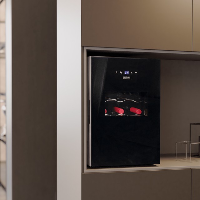 CECOTEC Συντηρητής Κρασιών GrandSommelier 1550 CoolCrystal Bodega - Θερμοηλεκτρική Συντήρηση Κρασιών 15 Φιαλών με Ρυθμιζόμενη Θερμοκρασία και Εσωτερικό LED Φωτισμό CEC-100135