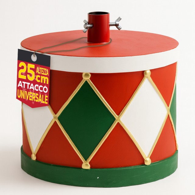 BAKAJI Βάση Χριστουγεννιάτικου Δέντρου Τύμπανο 32x25cm Διακόσμηση Καθολική Προσάρτηση Κόκκινο και Πράσινο 02842912