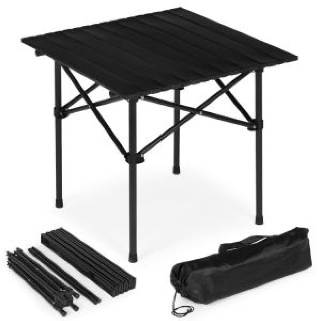 MULTIGARDEN Πτυσσόμενο τραπεζάκι κάμπινγκ 53x55 εκ. με τσάντα, μαύρο, MultiGarden XLP150-55-1