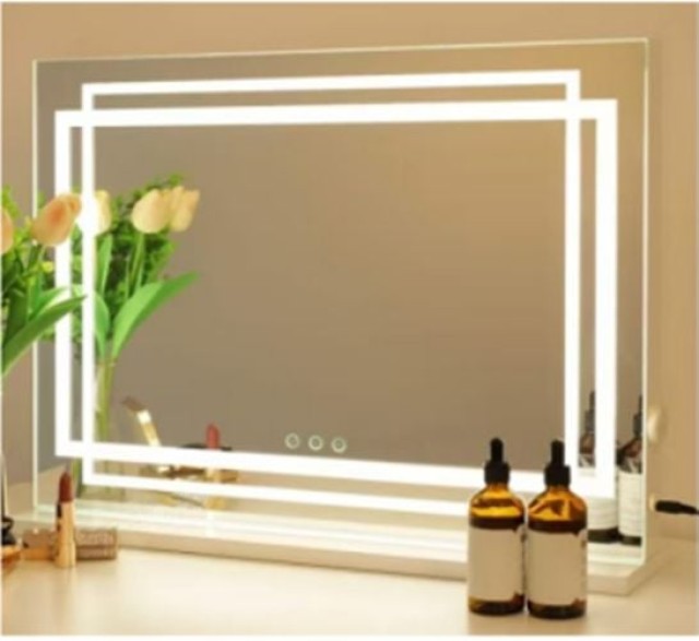 Costway Καθρέφτης Μακιγιάζ με LED Φωτισμό, 3 Χρωματικούς Χειροκίνητους Τρόπους & Έξυπνη Αφής 58 x 12 x 48 εκ. HU11241DE-WH