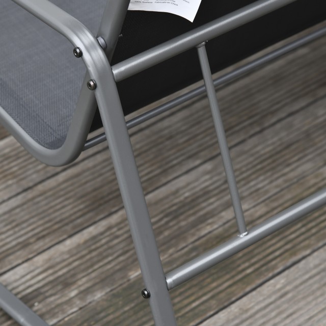 Outsunny Σετ Τραπεζάκι Σαλονιού με Πάγκο και 2 Καρέκλες Κήπου, Έπιπλα εξωτερικού χώρου σε μέταλλο και Texteline, Μαύρο 84B-507