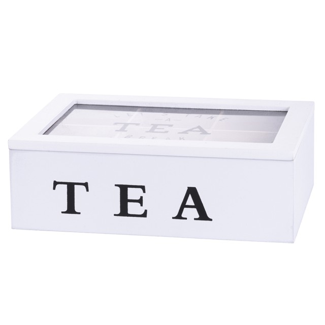 Galileo Κουτί αποθήκευσης τσαγιού και αφεψημάτων 24x16x8 cm  με 6 εσωτερικά διαμερίσματα, χρώμα λευκό Sibilla 5914470