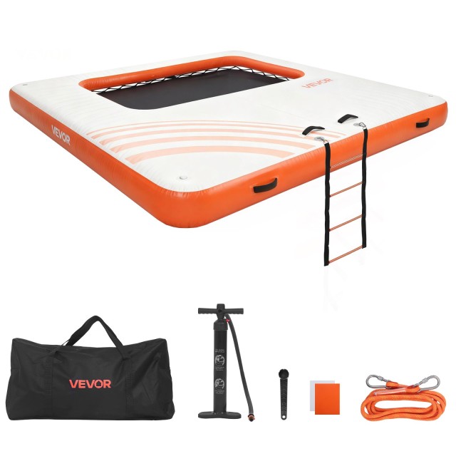 VEVOR Φουσκωτή Πλωτή Αποβάθρα 3,05 x 3,05 μ. με Αντιολισθητική Επιφάνεια, Αποσπώμενη Σκάλα και Τσάντα Μεταφοράς για Πισίνα, Παραλία και Θάλασσα CQFTZFX1010FY2ANJ001V0