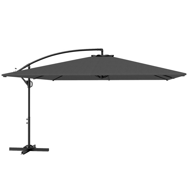 Outsunny Κήπος Ομπρέλα με Βραχίονα 3.6x3.9 m Περιστρεφόμενη 360° και Κεκλιμένη, Άνοιγμα με Μανιβέλα, Γκρι 84D-421V00GY
