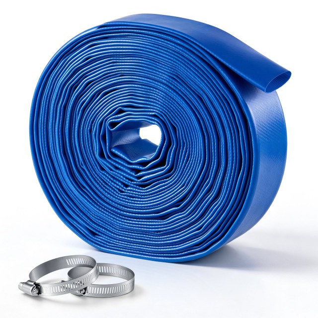 VEVOR Εύκαμπτος σωλήνας αποστράγγισης PVC 1½ x 15,2 m με σφιγκτήρες, μπλε PSRG15INCH50D27J6001V0