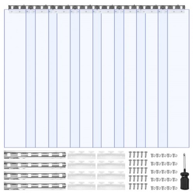 VEVOR Διαφανής Πλαστική Κουρτίνα Πόρτας για Κατάψυξη, 2,1 μ Ύψος x 1,2 μ Πλάτος x 2 χιλ. Πάχος, 8 Τεμάχια PZPVCML48X845BZ0B001V0