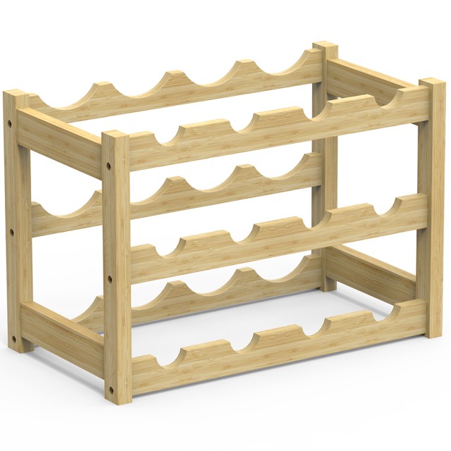 BAKAJI Ξύλινη Κάβα από Φυσικό Μπαμπού με 12 Θέσεις Μπαρ για Μπουκάλια 02841471