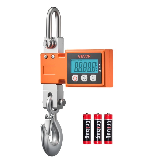 VEVOR Ψηφιακή Ζυγαριά Γερανού 500 kg/1100 lbs, Βιομηχανική Κρεμαστή Ζυγαριά με Αλουμινένια Κατασκευή & Οθόνη LCD, 100 g Διαίρεση & 3 Μονάδες, Αυτόματη Απενεργοποίηση για Γκαράζ ZXDCDZK100GY2HJJS001V9