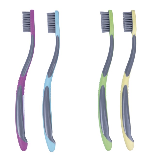 Galileo Σετ 2 Πλαστικών Οδοντόβουρτσων με Μεσαίες Τρίχες σε Γκρι Χρώμα 5900992