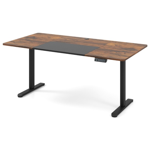 Costway Ηλεκτρικό Ρυθμιζόμενο Γραφείο 140 x 70 cm Εργονομικό Καθιστό-Όρθιο Γραφείο Καφέ JV13221DE-CF