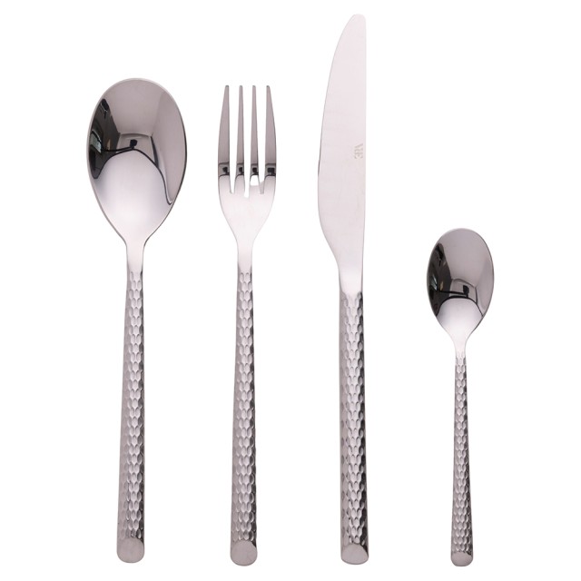 Villa DEste  Σετ 24 μαχαιροπίρουνα από γυαλιστερό ανοξείδωτο ατσάλι με λαβή από σφυρήλατο ασημί εφέ Malindi 5921478