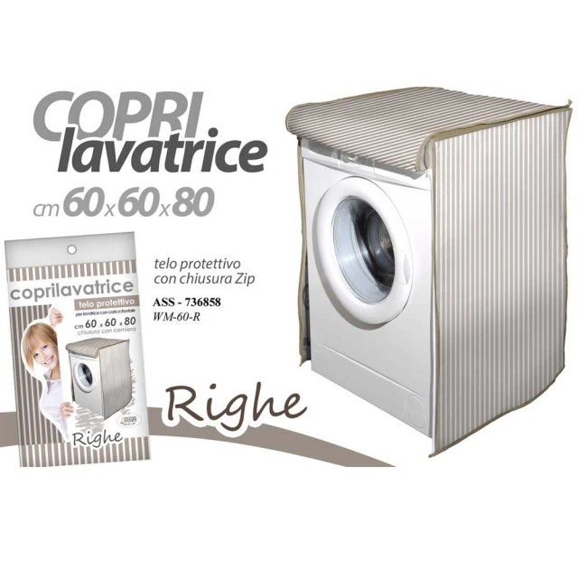 BAKAJI Κάλυμμα Πλυντηρίου Ριγέ Τόρτορα με Φερμουάρ 60x60x80 εκ. 02012631