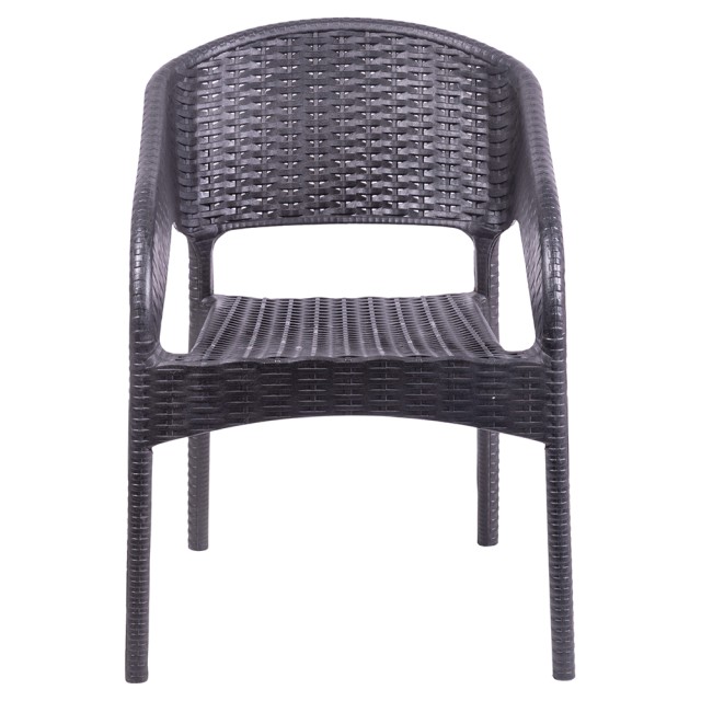 Galileo Καρέκλα εξωτερικού χώρου με μπράτσα από πλαστικό PP με εμφάνιση ρατάν ανθρακί Zanzibar Est 5914126