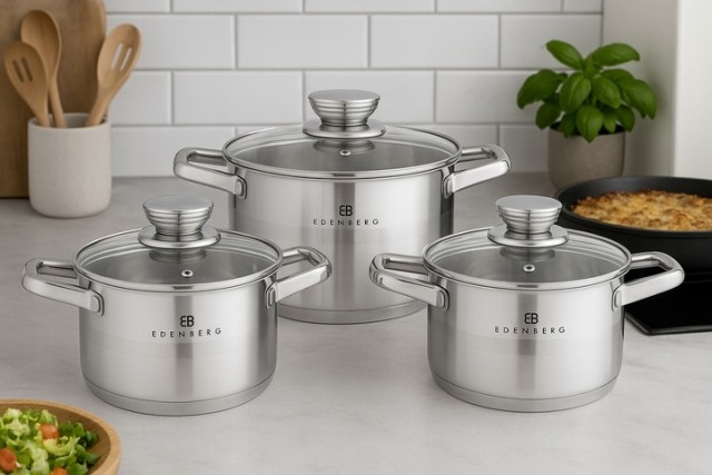 Edenberg Σετ Ανοξείδωτων Κατσαρολών 6 Τεμαχίων για Επαγωγική Εστία και Αέριο EB-2399