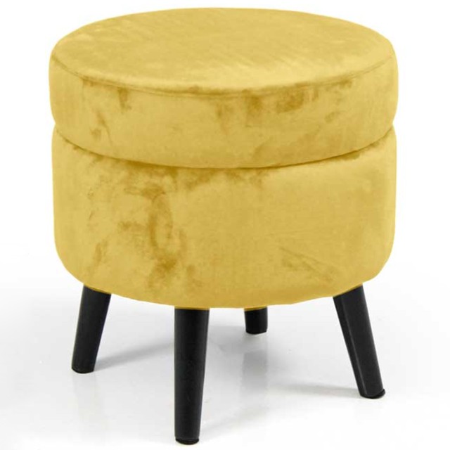 BAKAJI  Πουφ Αποθηκευτικός Σκαμπό Κασετίνα Υποπόδιο Ύφασμα Βελούδο Μουστάρδα 37x40  02840709