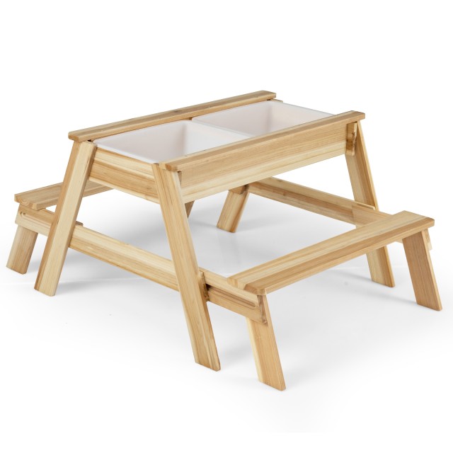 Costway Παιδική Πολυλειτουργική Τραπεζαρία 4 σε 1 με Αποσπώμενο Καπάκι & 2 Κουτιά Αποθήκευσης από Ξύλο NP12686NA