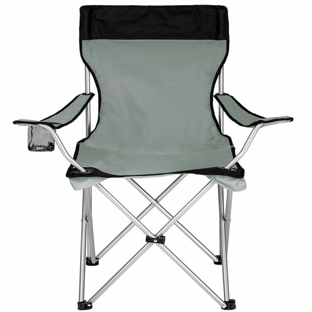 BAKAJI 2x Πτυσσόμενες Καρέκλες Κατασκήνωσης Με Τσάντα Καμπινγκ Καρέκλα Παραλίας Εξωτερικού Χώρου Γκρι 02830162
