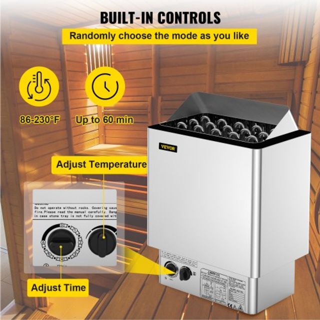VEVOR 9KW Σάουνα Θερμαντήρας 380V-415V Υγρό&Ξηρό με Ενσωματωμένο Έλεγχο Ανοξείδωτο Ατσάλι SNL9KWBXG430NK001V9