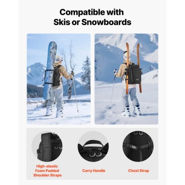 VEVOR Σακίδιο Μεταφοράς Μπότες Σκι, 55L, Διαστάσεις 16.1 x 10.6 x 19.7 in, Μαύρο, Αδιάβροχο Εξωτερικό & Ανθεκτικό 1680D Oxford για Σκι, Snowboard, Κράνος, Γυαλιά, Είδη Ρουχισμού HXYJBXXB55LHGUFAG001V0