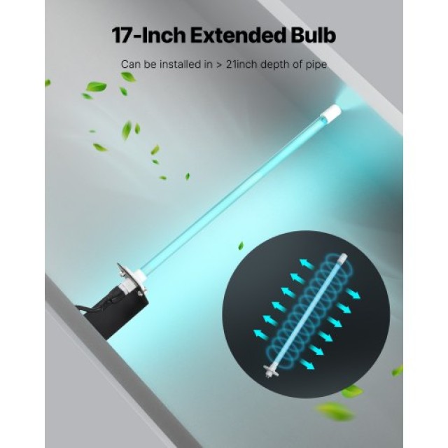 VEVOR Σύστημα Καθαρισμού Αέρα HVAC 25W 17 ιντσών με UV Φως και Μαγνήτη για Καθαρισμό Πηνίου σε Αγωγό UVZJKGDJHQ12HDYV3V2