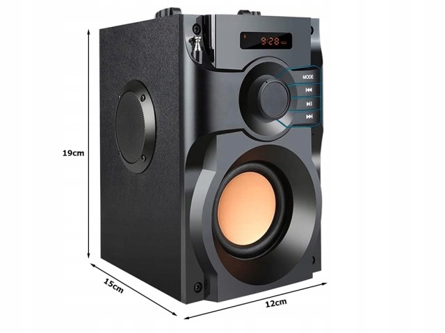 Verk Group Ασύρματο Bluetooth Ηχείο με Ραδιόφωνο, Τηλεχειριστήριο και Οθόνη, Μαύρο 5907451379592