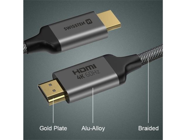 SWISSTEN Καλώδιο HDMI 2 μέτρα σε HDMI 4K 60Hz 8595217484634