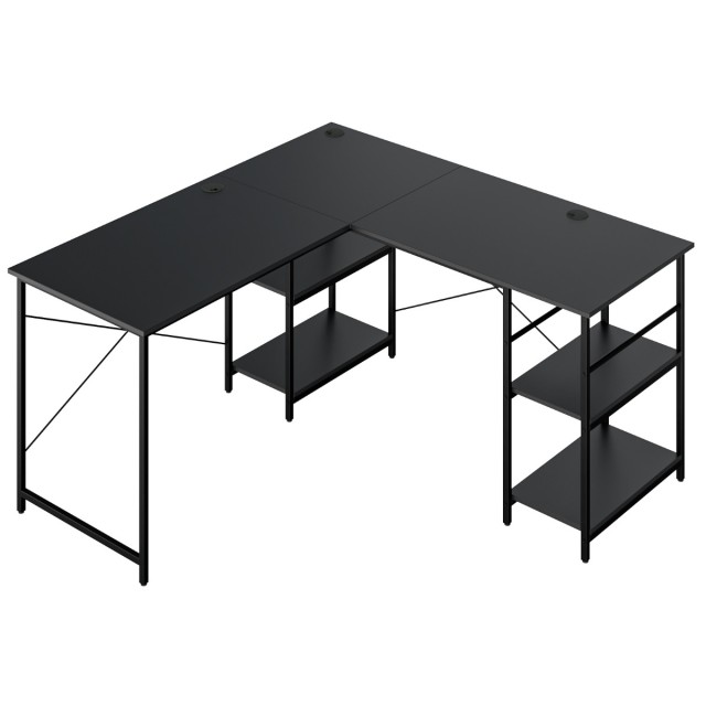 Costway Μετατρέψιμο Γραφείο Υπολογιστή 151 x 151 x 75 cm σε Σχήμα L με Ρυθμιζόμενα Ράφια και Ανθεκτική Μεταλλική Κατασκευή CB10462DK+