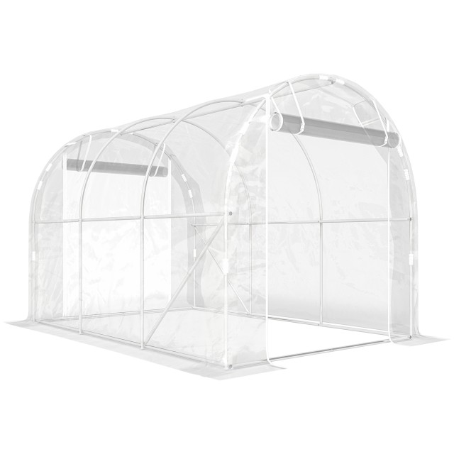 Outsunny Σερρα Τούνελ 2x3x2 m με Ρολλό Πόρτες, Ατσάλινος Σκελετός και Κάλυμμα από PE Αντι-UV, Διαφανές 84H-443V00CR