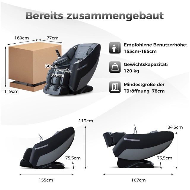 Costway Μαύρη Καρέκλα Μασάζ Shiatsu με Θέρμανση και Αερομασάζ JL10029DE-DK