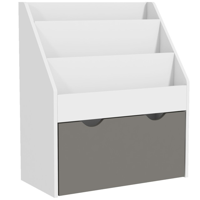 AIYAPLAY Παιδική Βιβλιοθήκη για Ηλικίες 3-8 Ετών με 3 Ράφια και Κάτω Συρτάρι, από MDF, 62.5x30x70 εκ., Γκρι 311-075V80GY