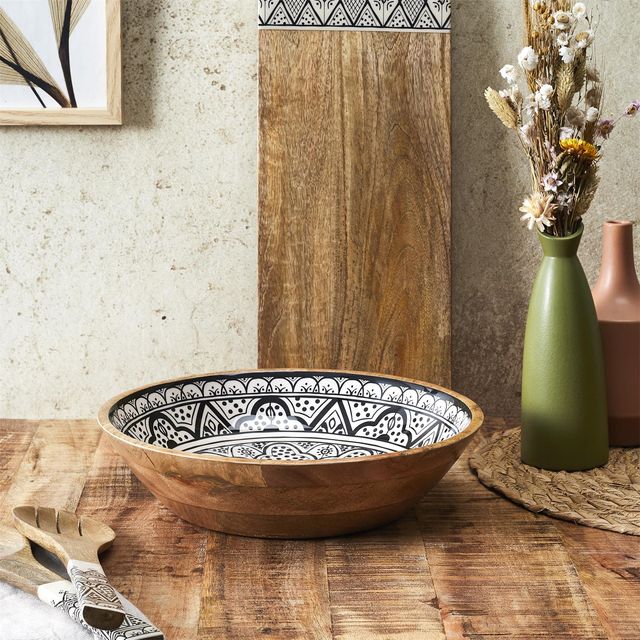 Μπολ από Ξύλο Μάνγκο Dune Μαύρο – 33cm KA0571 Home Deco Factory