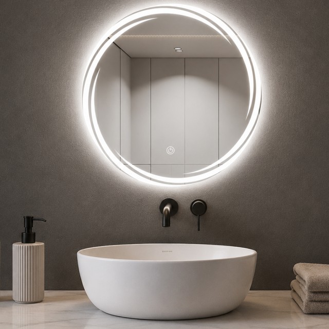 Shally Dogan Στρογγυλός Καθρέφτης LED Σπείρα 60 cm, 3 Χρώματα, Ρυθμιζόμενος, Αφής 02002373